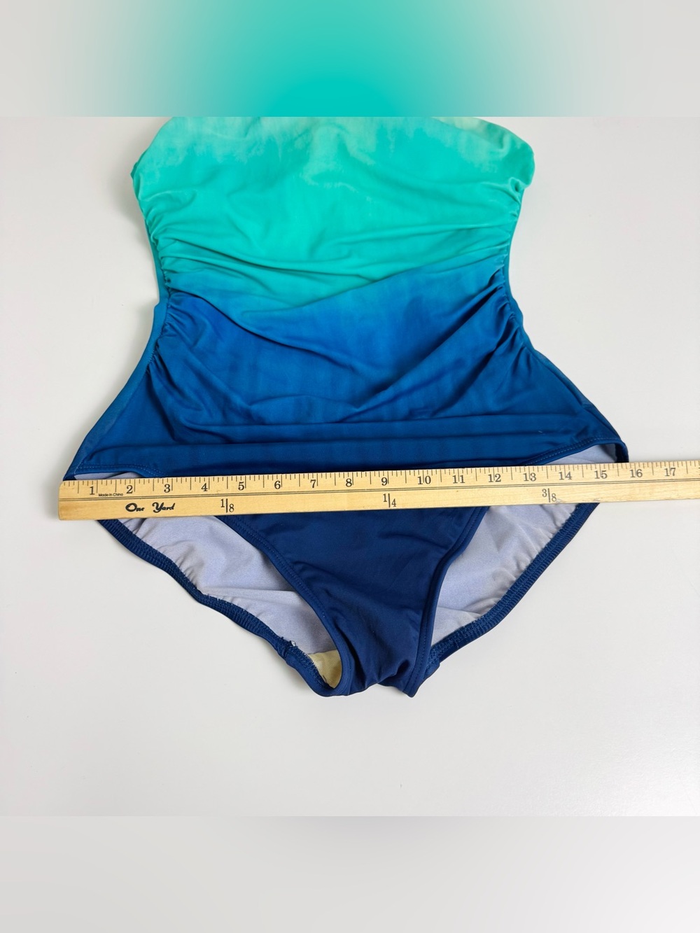 Miraclesuit Talbots Sz 10 Firm Control One Piece SwimSuit Blue Ombré UPF 50 $189 - Picture 11 of 12
